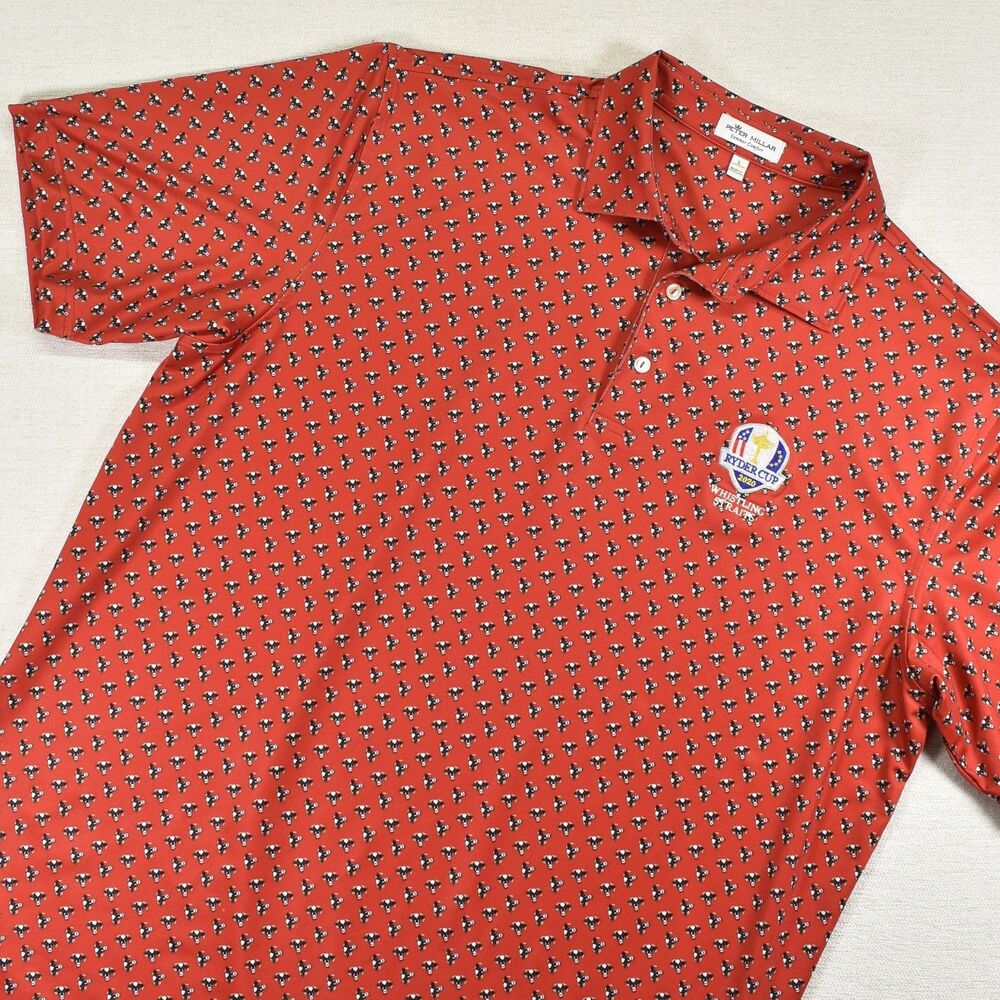 Peter Millar Golf Polo Ryder Cup 2020 Red Cow Print Rare Whistling Straits Large